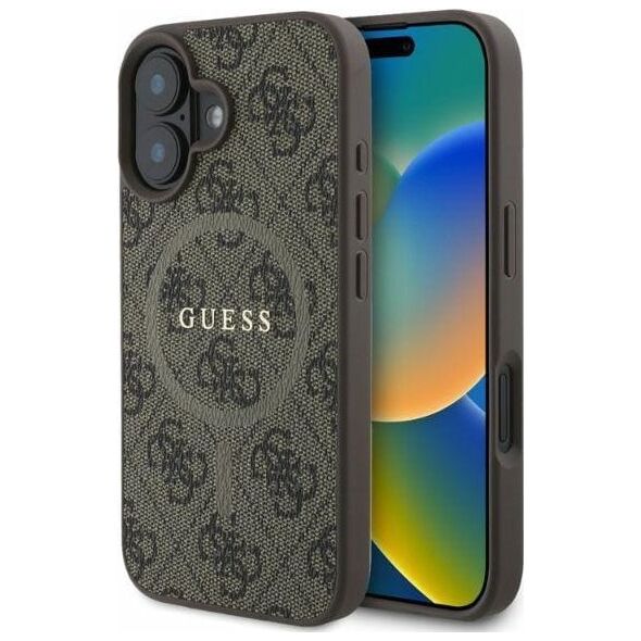Guess Guess GUHMP16SG4GFRW iPhone 16 6.1" brązowy/brown hardcase 4G Ring Classic Logo MagSafe