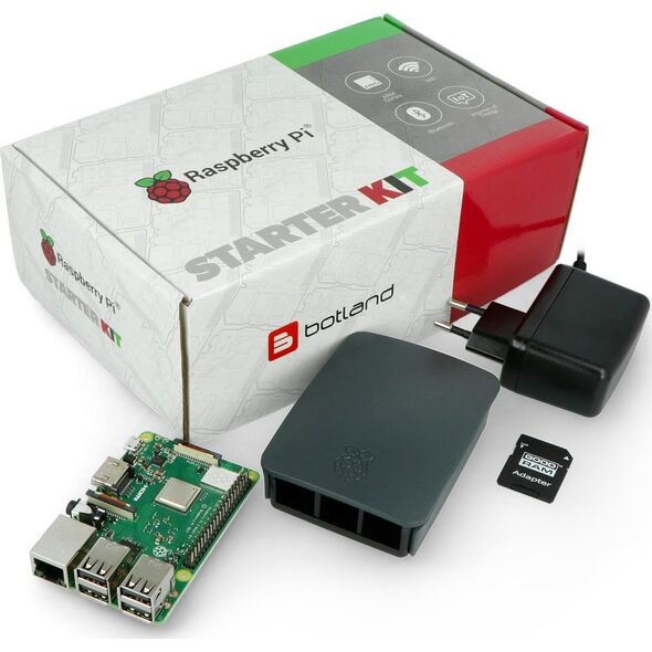 Raspberry Pi Zestaw Raspberry Pi 3B+ WiFi + 32GB microSD + oficjalne akcesoria}