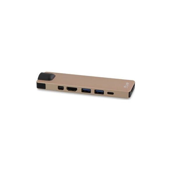 HUB USB LMP USB-C Compact Dock 4K 8 Port, HDMI, Mini-DP, Eth., USB 3.0, SD/microSD, USB-C, Alu., gold *New