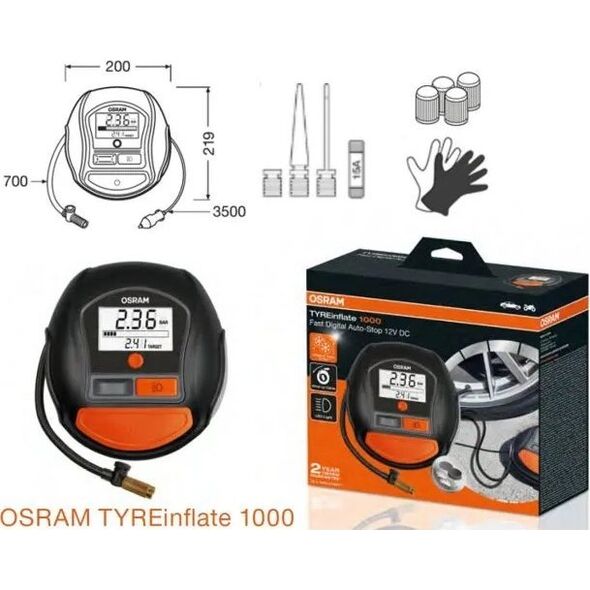 Kompresor samochodowy Krups OSRAM TYRE INFLATE 1000