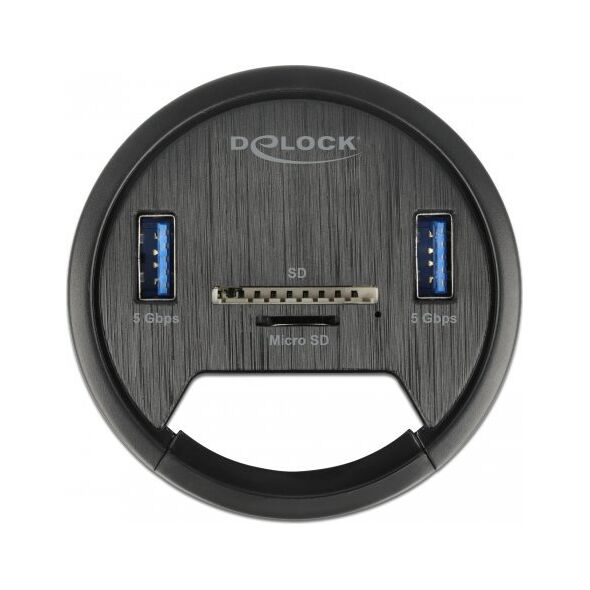 HUB USB Delock Delock 2 Port Tisch-Hub 2 x SuperSpeed USB Typ-A und Card Reader fur SD und Micro