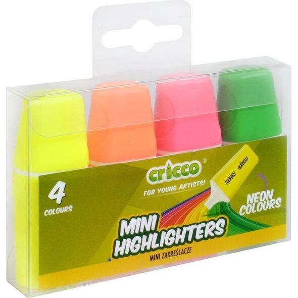 Cresco Zakreślacze mini neon 4 kolory CRICCO
