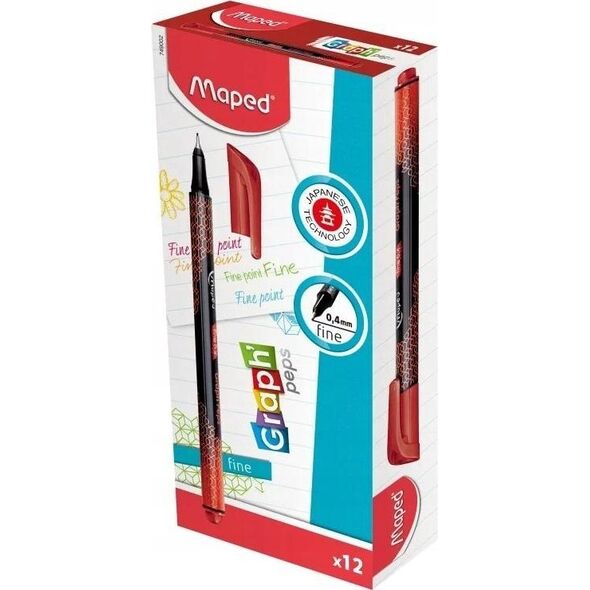 Maped Cienkopis Graph Peps deco czerwony (12szt) MAPED