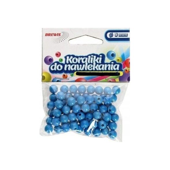 BREWIS Koraliki do nawlekania niebieskie + sznurek 8mm 16