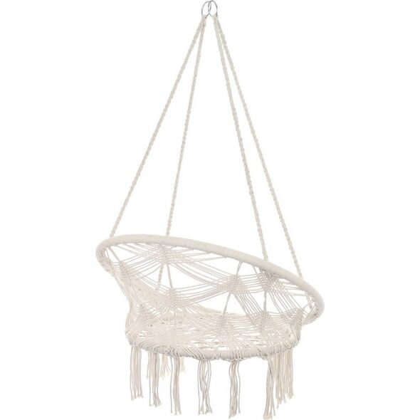 Saska Garden HAMAK AŻUROWY FOTEL WISZĄCY BOCIANIE GNIAZDO 80x60CM BIAŁY NEW STYL
