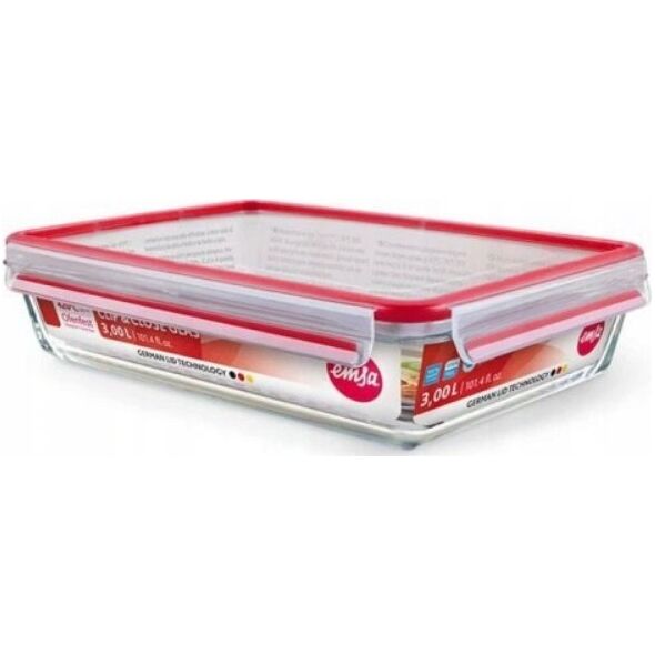 Emsa Emsa Clip&Close Glass Food Container Square 700 ml