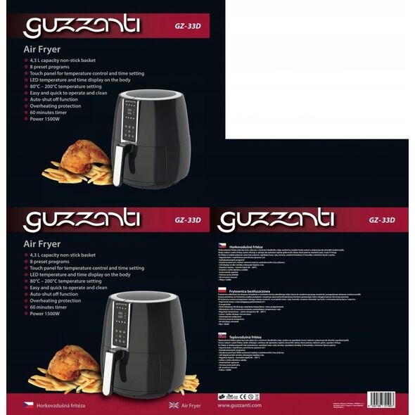 Frytkownica beztłuszczowa Guzzanti Karšto oro gruzdintuvė GUZZANTI GZ-33D