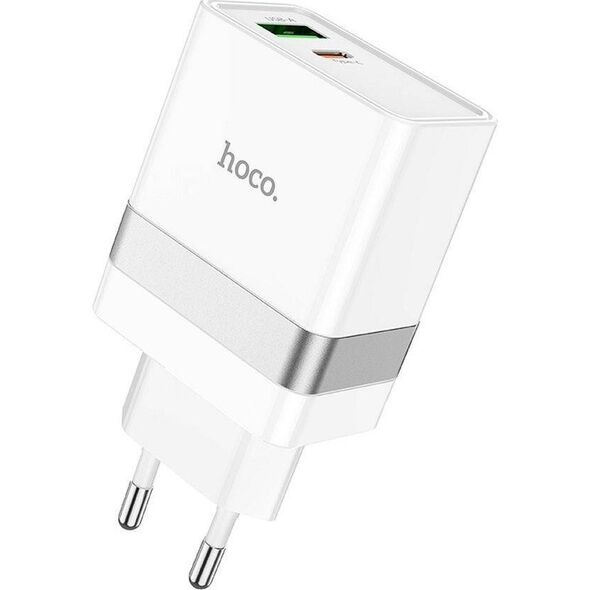 Ładowarka Hoco HOCO ładowarka sieciowa USB A + Typ C + kabel Typ C do Typ C PD QC3.0 3A 30W N21 biała