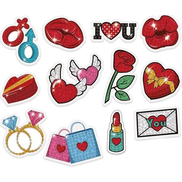 LeanToys Haft diamentowy - naklejki love