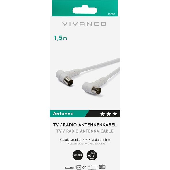 Kabel zasilający Vivanco Vivanco 48/20 15WW, 1.5 m, IEC, IEC, White