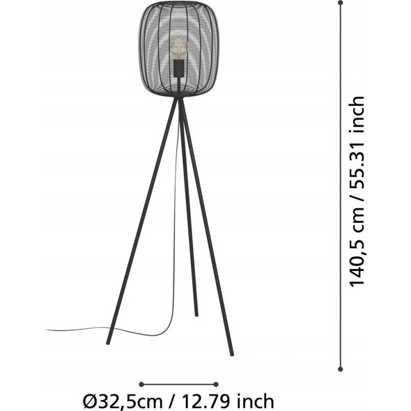 Lampa podłogowa EGLO FLOOR LAMP RINROE E27 140.5CM 43968 BL