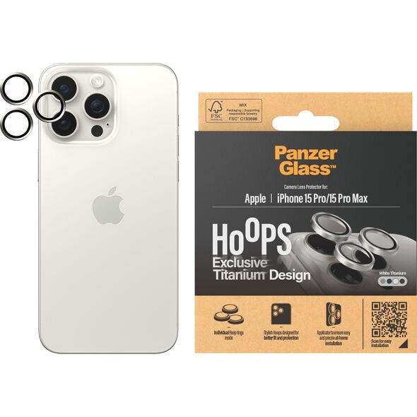 PanzerGlass PanzerGlass Hoops iPhone 15 Pro, Pro Max White Titanium
