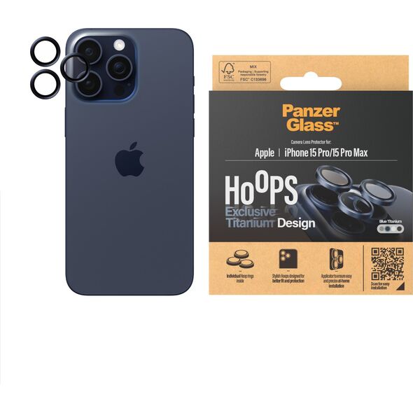 PanzerGlass PanzerGlass Hoops iPhone 15 Pro, Pro Max Blue Titanium