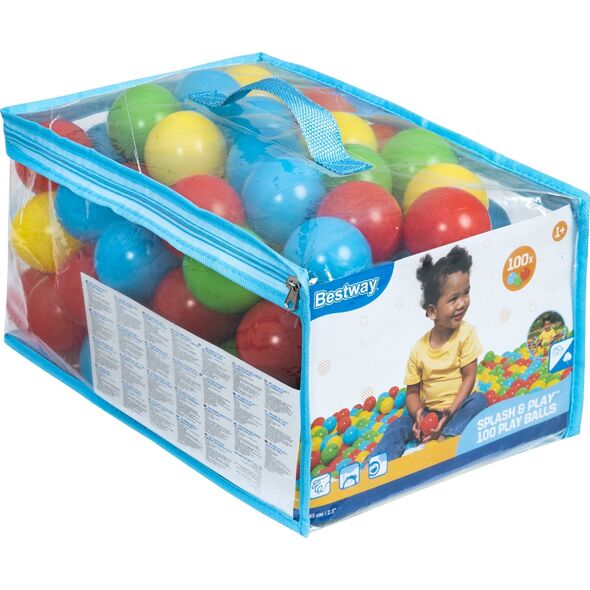 Triton Zestaw 100 Piłeczek Kulek 5,85cm do suchego basenu BESTWAY 4 Kolory + Torba