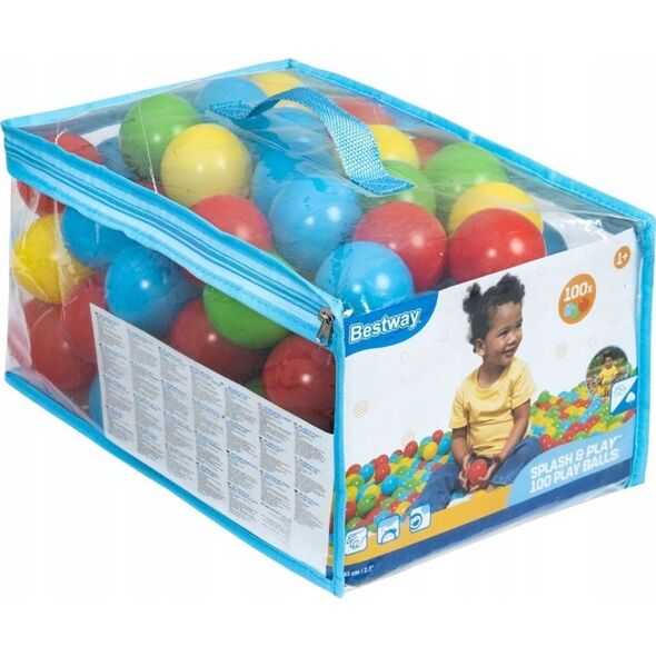 Triton Zestaw 100 Piłeczek Kulek 5,85cm do suchego basenu BESTWAY 4 Kolory + Torba