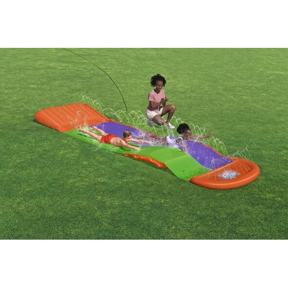 Bestway Ślizg wodny SplashCoaster dla 2 dzieci 3+ BESTWAY Tor 488cm + Spryskiwacze + Rampa