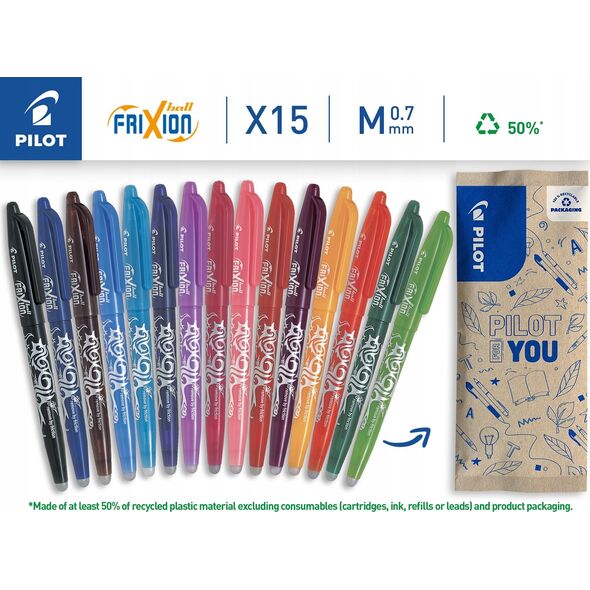Pilot Pióro kulkowe FriXion 0,7 15 kolorów PILOT