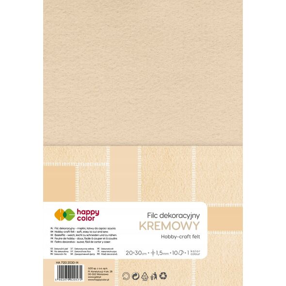 GDD Filc dekoracyjny kremowy 10szt HAPPY COLOR