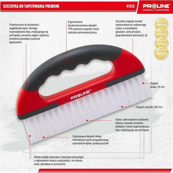 Pro-Line SZCZOTKA DO TAPETOWANIA PREMIUM, 230 MM,UCHWYT TPR, PROLINE
