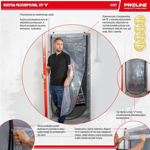 Pro-Line KURTYNA PRZECIWPYŁOWA Z ZAM. TYP "U", 110CM X 220CM, PROLINE