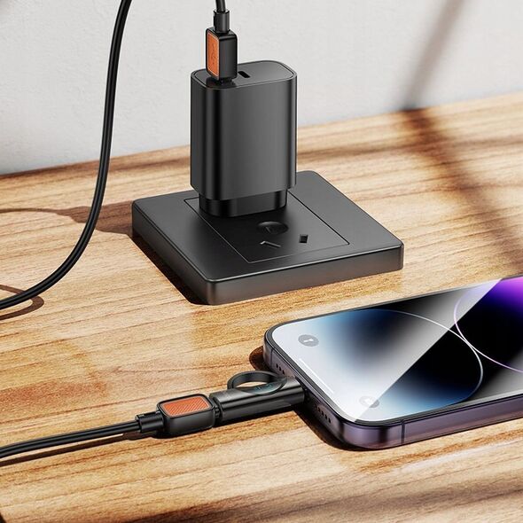 Προσαρμογέας USB Hoco Προσαρμογέας HOCO Lightning (αρσενικό) σε Τύπο C (θηλυκό) με οθόνη 2.4A 27W UA32B μαύρη 14395561 6942010000000