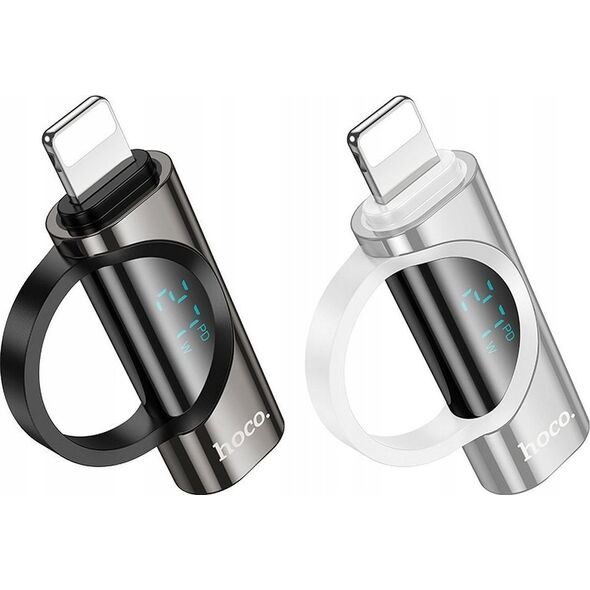 Προσαρμογέας USB Hoco Προσαρμογέας HOCO Lightning (αρσενικό) σε Τύπο C (θηλυκό) με οθόνη 2.4A 27W UA32B μαύρη 14395561 6942010000000