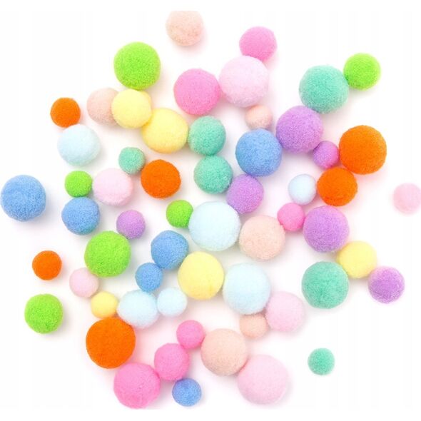 DP Craft Pompony pluszowe DPCRAFT mix rainbow, 60 szt.