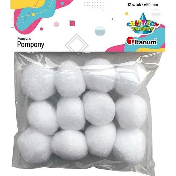 BREWIS Pompony poliestrowe 12szt białe