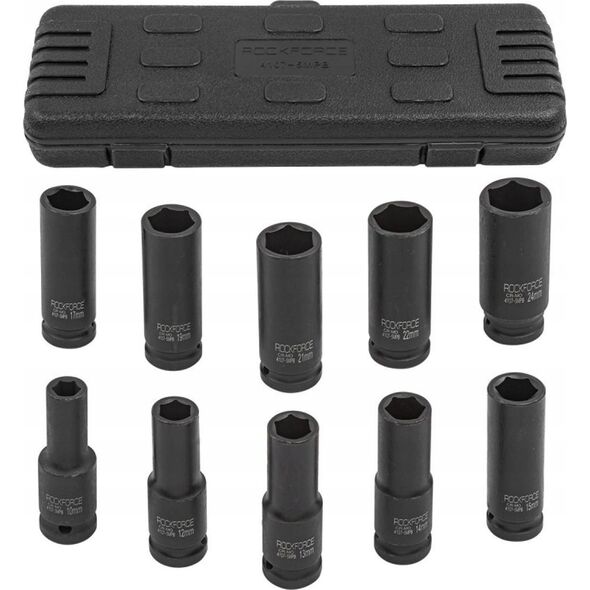 Rockforce ROCKFORCE NASADKI UDAROWE DŁUGIE 10szt.1/2" 10-24mm /WALIZKA
