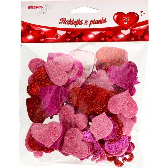 BREWIS Naklejki 3D serca 75szt