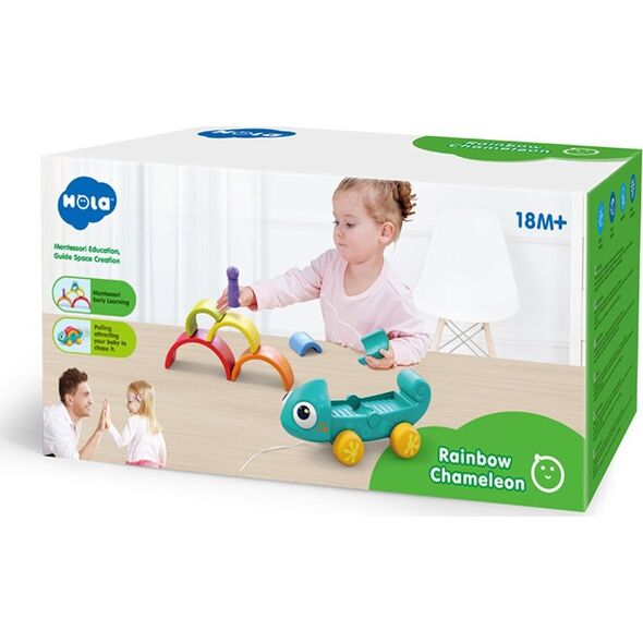 HOLA Tęczowy kameleon układanka montessori 18m+ ZA4532