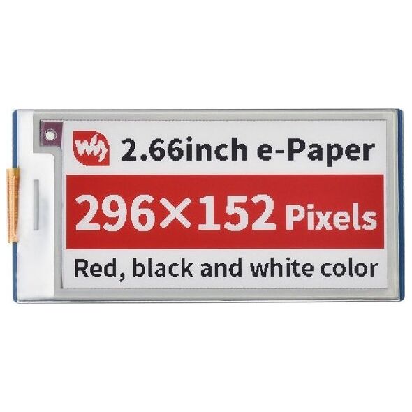 Waveshare Wyświetlacz E-paper E-Ink - 2,66'' 296x152px - SPI - czarno-biało-czerwony - do Raspberry Pi Pico - Waveshare 20053}