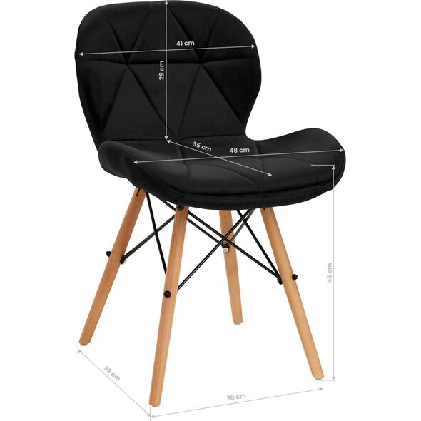 Activeshop 4Rico Krzesło skandynawskie QS-186 aksamit czarne