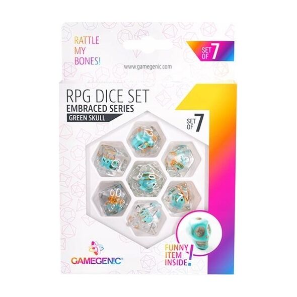 Gamegenic Gamegenic: Embraced Series - RPG Dice Set - Green Skull