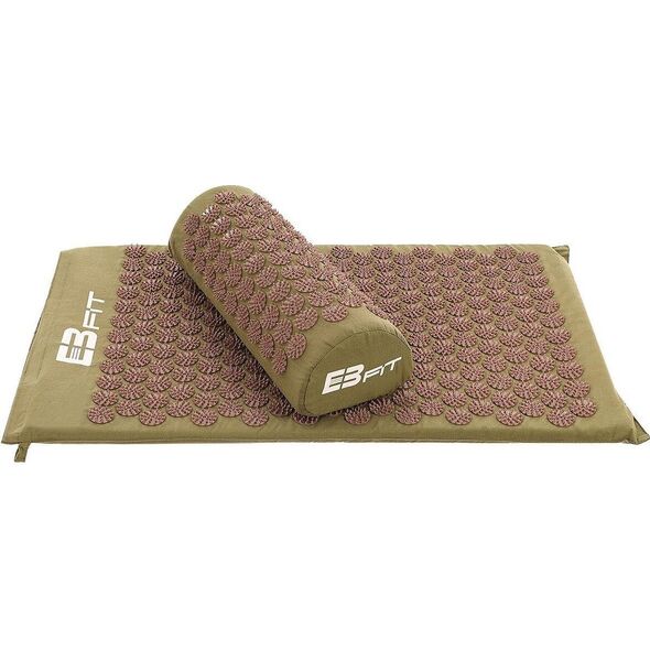 Eb Fit MATA Z PODUSZKĄ DO AKUPRESURY JOGI MASAŻU ZIELONO BRĄZOWA 68x42x2CM EB FIT