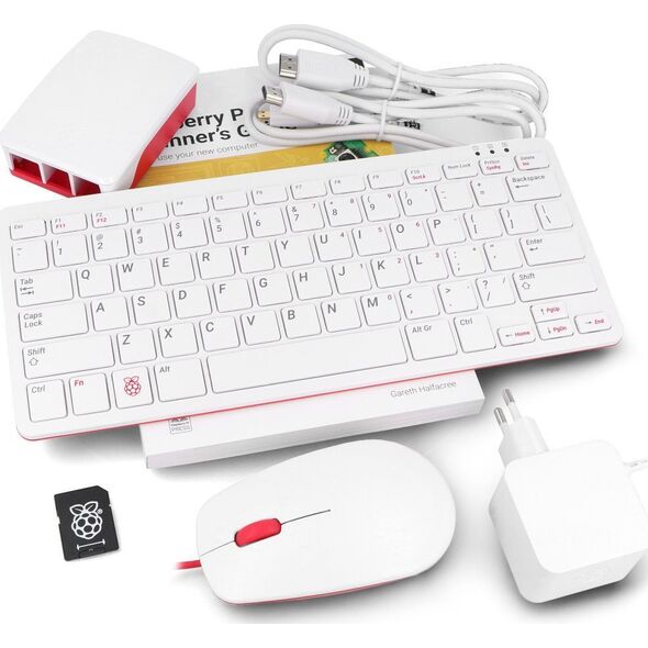 Raspberry Pi Desktop Kit oficjalny zestaw z obudową oraz klawiaturą i myszką czerwono-białą do Raspberry Pi 5}
