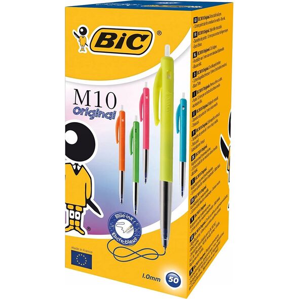Bic BIC M10 Original Medium Fantasy Colours-Kugelschreiber – mit Klickmechanismus – (50 Stück)