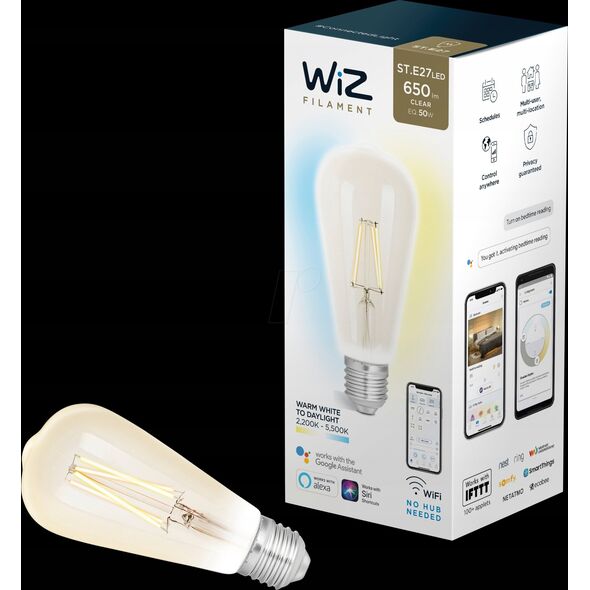 WiZ Wiz G2 Tw+ Dimming St64 E27 Clear Glass Bulb 12w White Filament Clear