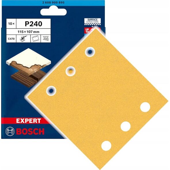 Bosch Bosch Expert C470 - Schleifpapier - für Hartholz, Farbe auf Holz - 10 Stücke - rechteckig - Körnung: P240 - 115 mm x 107 mm