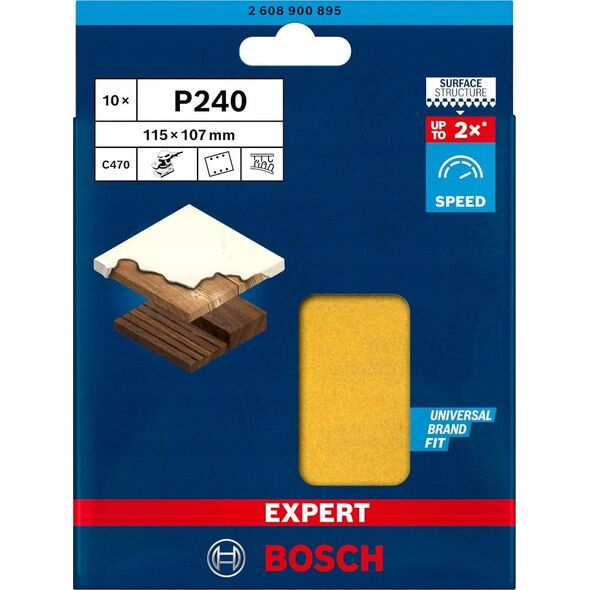 Bosch Bosch Expert C470 - Schleifpapier - für Hartholz, Farbe auf Holz - 10 Stücke - rechteckig - Körnung: P240 - 115 mm x 107 mm