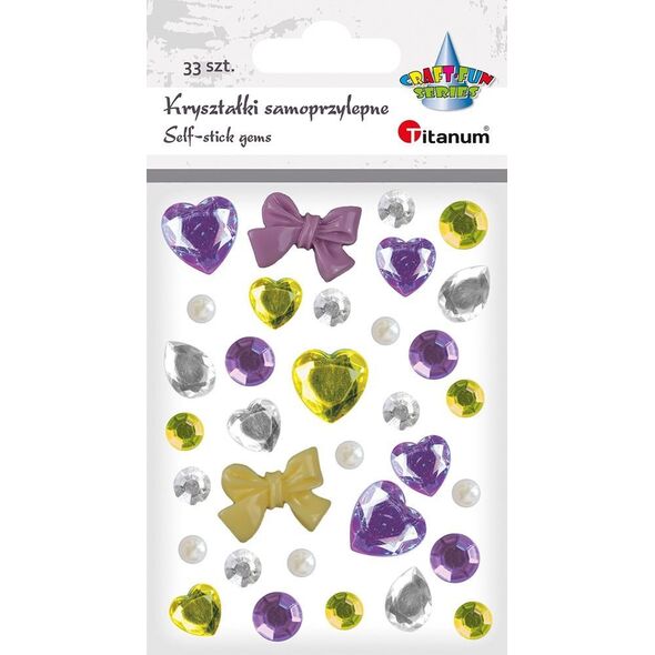 Titanum Kryształki samoprzylepne fiolet zielony mix 33szt