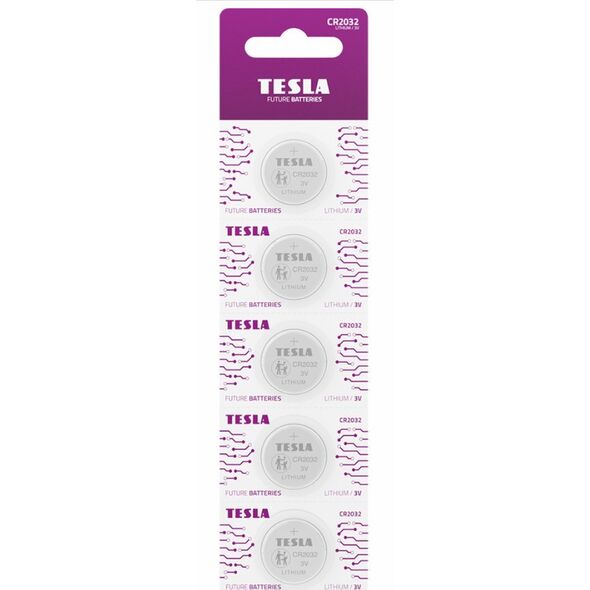 Hedo BATERIA LITOWA TESLA CR2032 B5 3.0V Li/Mn02 5 SZTUK