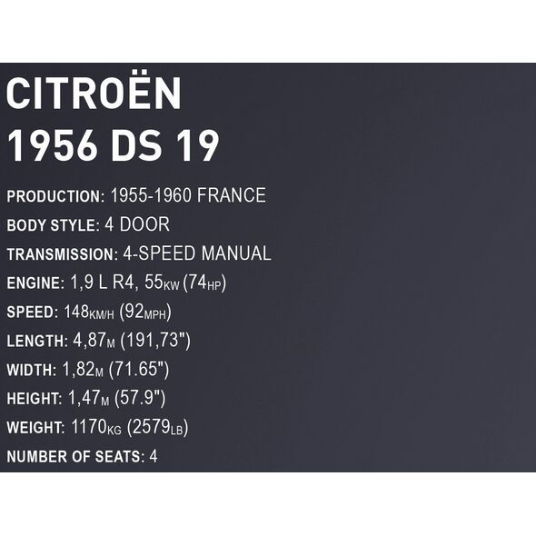 Cobi COBI 1956 Citroen DS 19 Executive Edition, construction toy