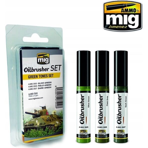 Vallejo Ammo: Oilbrusher Set - Green Tones Set