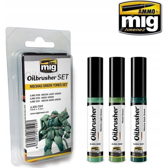Vallejo Ammo: Oilbrusher Set - Mechas Green Tones Set