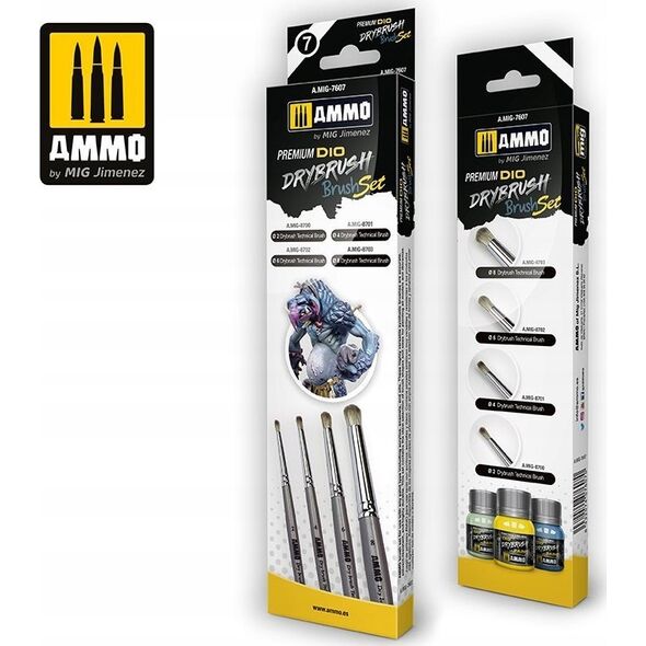 Vallejo Ammo: Premium DIO Drybrush Brush Set