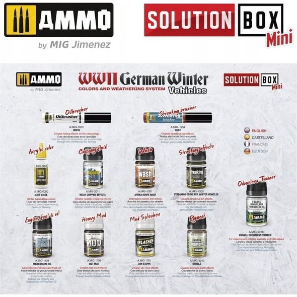 Vallejo Ammo: Solution Box Mini 17 - WWII German Winter Vehicles - Colors and Weathering System