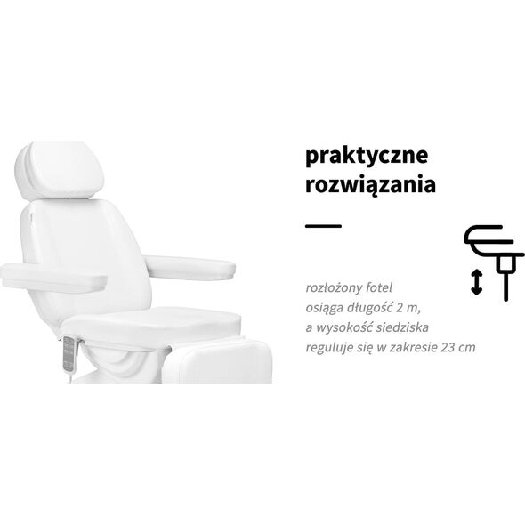 Activeshop Elektryczny fotel kosmetyczny SILLON CLASSIC 3 silniki biały