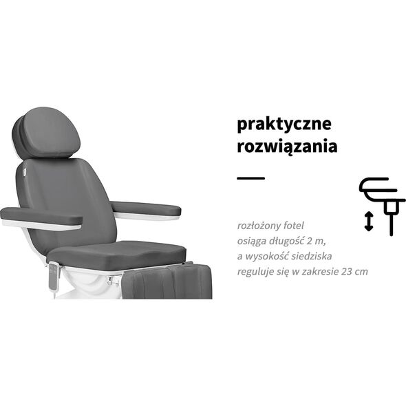 Activeshop Elektryczny fotel kosmetyczny SILLON CLASSIC 2 silniki pedi szary
