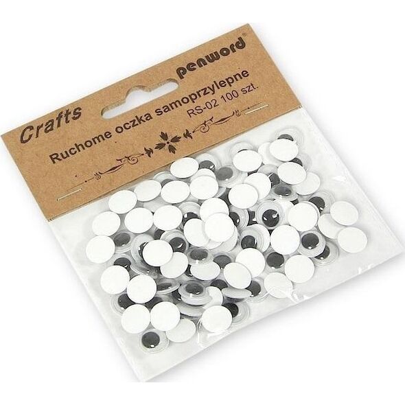Polsirhurt Dekoracje Ruchome oczka RS-02 10mm samoprzylepne 100 sztuk